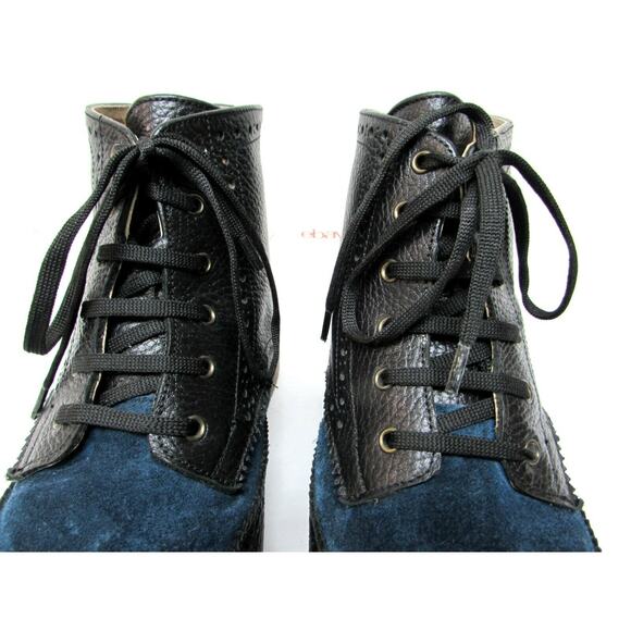 Satori men\'s size US 11-12 EU 45 leather ankle boots wing tip blue and black main image 8